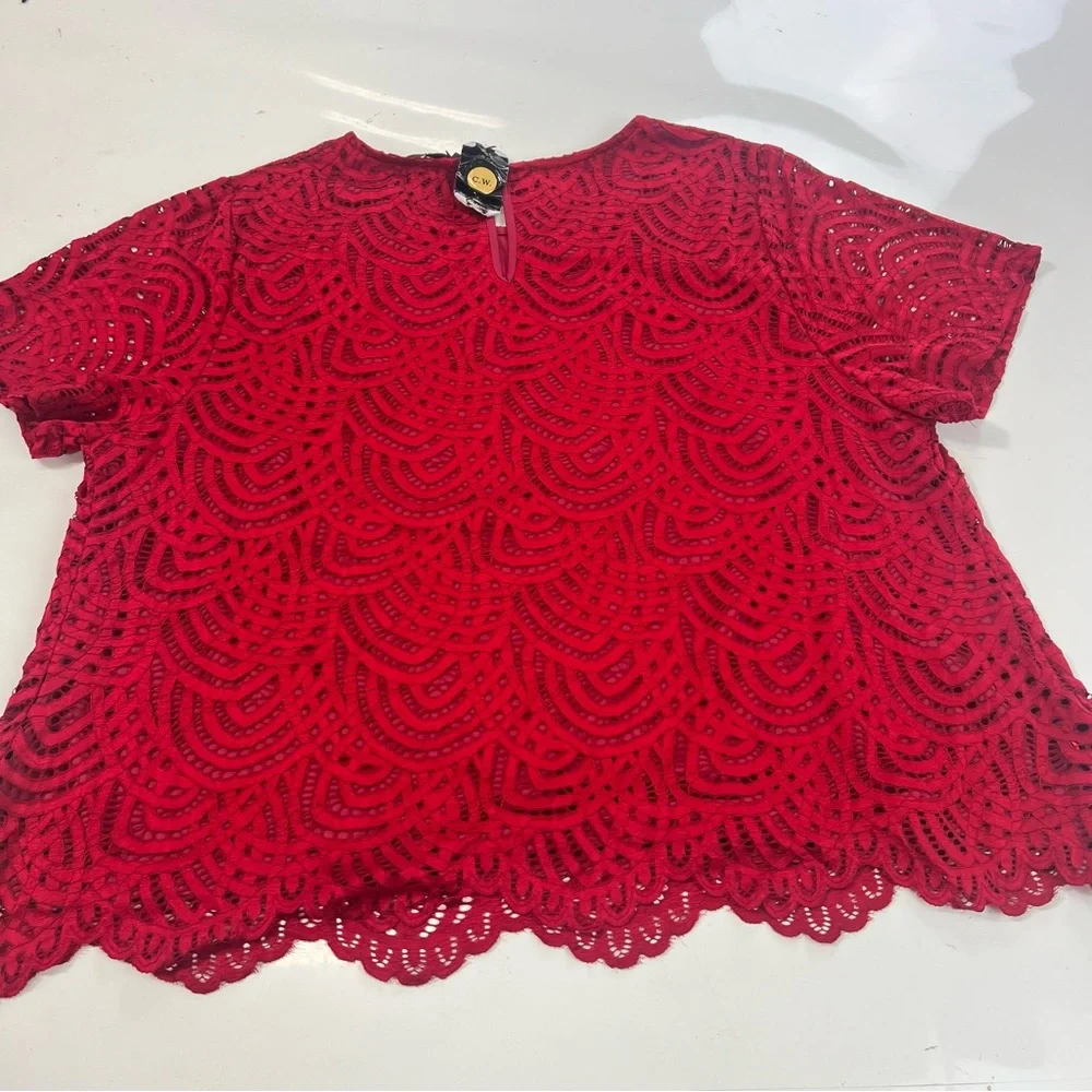 Chicwe women’s red shirt sleeve top 4X m138-17 - Picture 3 of 3